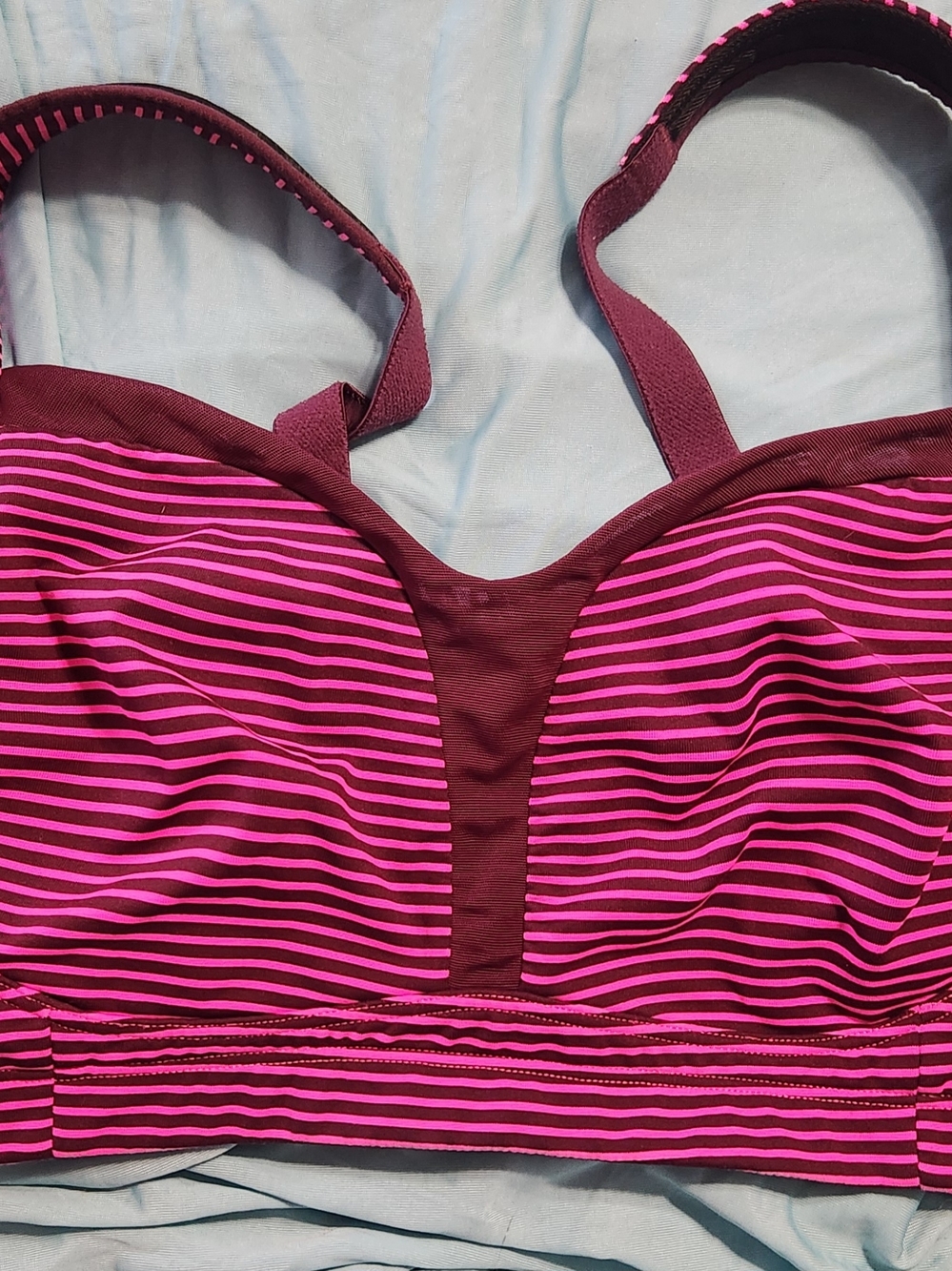 lululemon athletica Pink and Burgundy Striped Sports Bra